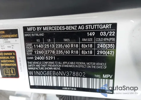 2022 Mercedes-Benz Glc 300 4Matic Suv from USA, damaged, VIN W1N0G8EB6NV378802